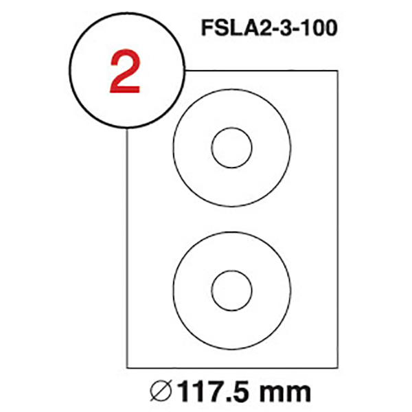 FIS Multipurpose White CD Label 117.5mm A4 - FSLA2-3-100 (pkt/100sheets)